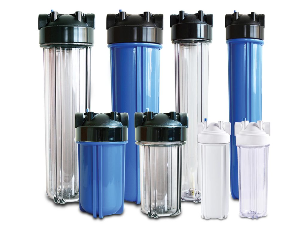 Family of residential water-filter cartridge housings